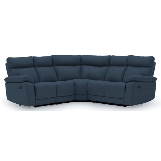 Posit Recliner Leather Corner Sofa In Indigo Blue