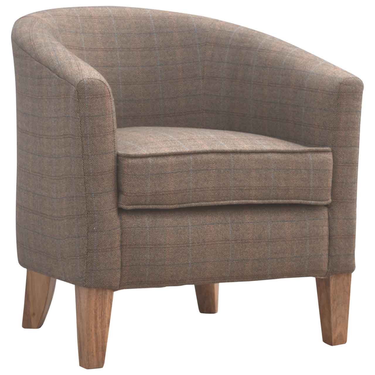 Upholstered Tweed Tub Chair