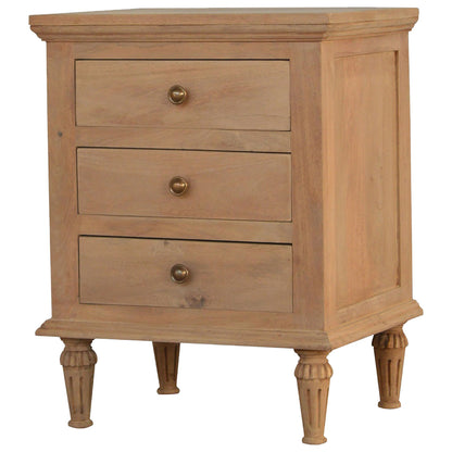 3 Drawer Mango Wood Bedside Table