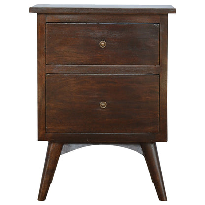 Walnut 2 Drawer Nordic Bedside