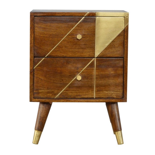 Gold Geometric Chestnut Bedside