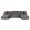 Raine U Shaped Fabric Sofa With Chrome Metal Legs In Grey