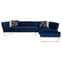 Reneey Upholstered Velvet 5 Seater Corner Sofa In Dark Blue