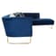 Reneey Upholstered Velvet 5 Seater Corner Sofa In Dark Blue