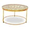 Mekbuda Round Clear Glass Top Coffee Table With Gold Frame