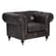 Sadalmelik Upholstered Faux Leather Armchair In Dark Grey