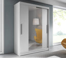 Vista 01 Sliding Mirror Door Wardrobe 150cm in White Matt