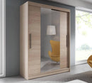 Vista 01 Sliding Mirror Door Wardrobe 150cm in Oak Sonoma