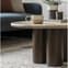 Tartu Marble Coffee Table In Travertine With Dark Wood Base