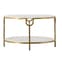 Tombstone White Marble Coffee Table With Gold Metal Frame