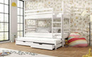 Wooden Bunk Bed Tomi with Trundle and Storage in White Matt With Foam Mattress