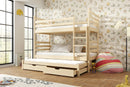 Wooden Bunk Bed Tomi with Trundle and Storage in Pine With Foam/Bonnell Mattress