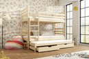 Wooden Bunk Bed Tomi with Trundle and Storage in Pine With Foam/Bonnell Mattress