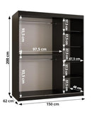 Kair II Sliding Door Wardrobe 150cm in Black