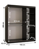 Ramiro II Sliding Door Wardrobe 150cm in Black