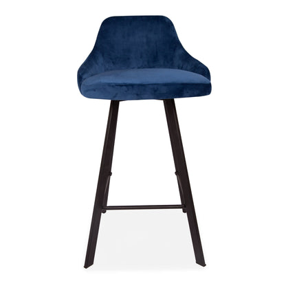 Set of 2 Blue Alfa Velvet Cushioned Barstool