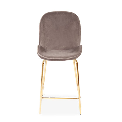 Set of 2 Grey Journey Velvet Barstool, with Gold Legs 65/75cm