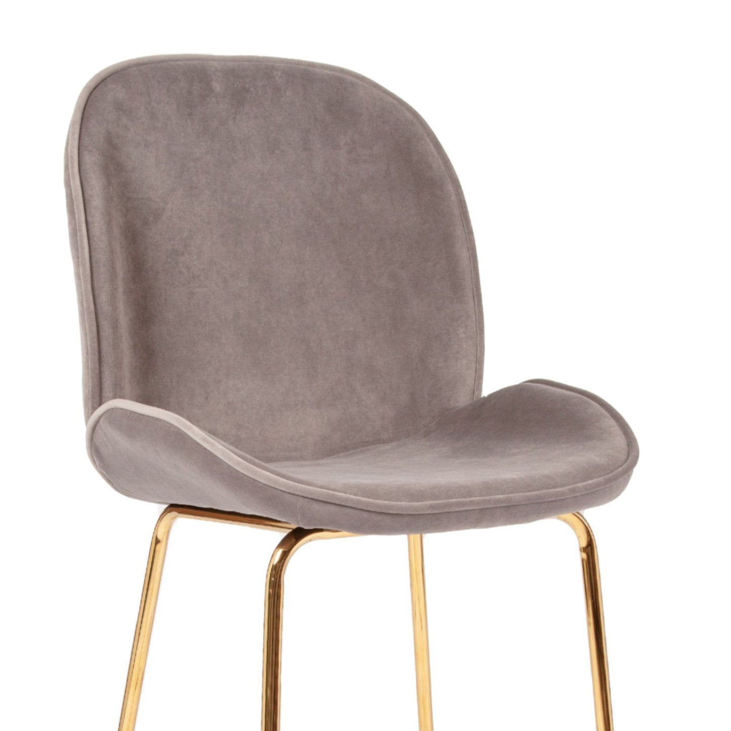 Set of 2 Grey Journey Velvet Barstool, with Gold Legs 65/75cm